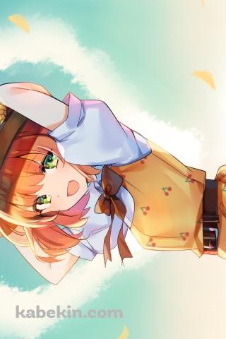 向日葵畑とハート型の雲と笑顔の本間ひまわり / にじさんじ / バーチャルYouTuber / VtuberのAndroidの壁紙(320px x 480px) スマホ用