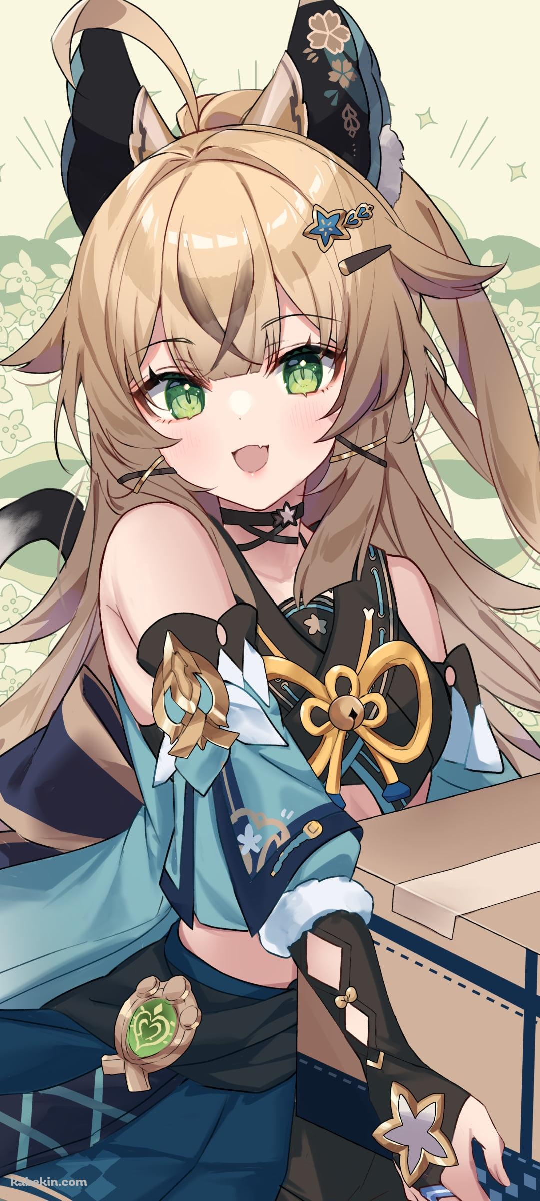段ボールを運ぶ綺良々 / 原神のAndroidの壁紙(1080px x 2400px) スマホ用