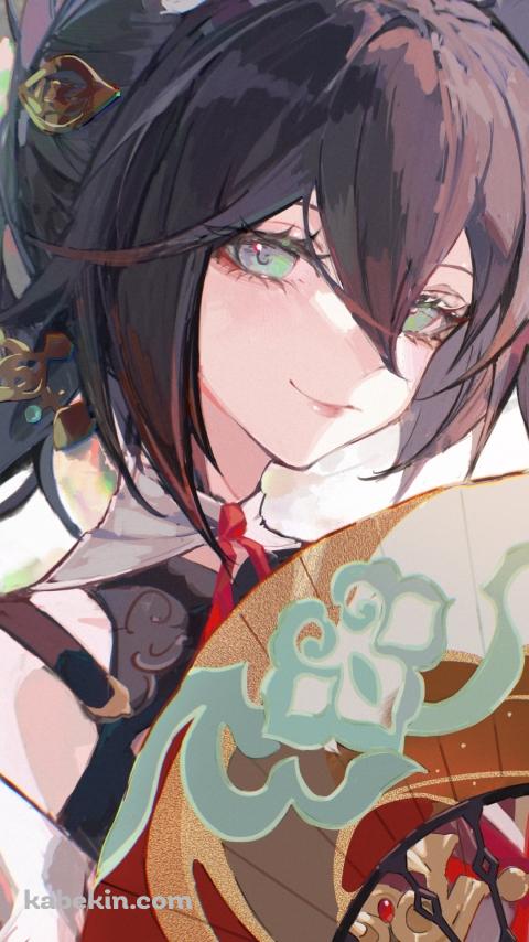 扇子を持ち微笑む停云 / 崩壊:スターレイルのAndroidの壁紙(480px x 854px) スマホ用