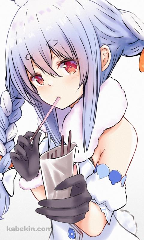 ポッキーを差し出す兎田ぺこら / ホロライブ / バーチャルYouTuber / VtuberのAndroidの壁紙(480px x 800px) スマホ用