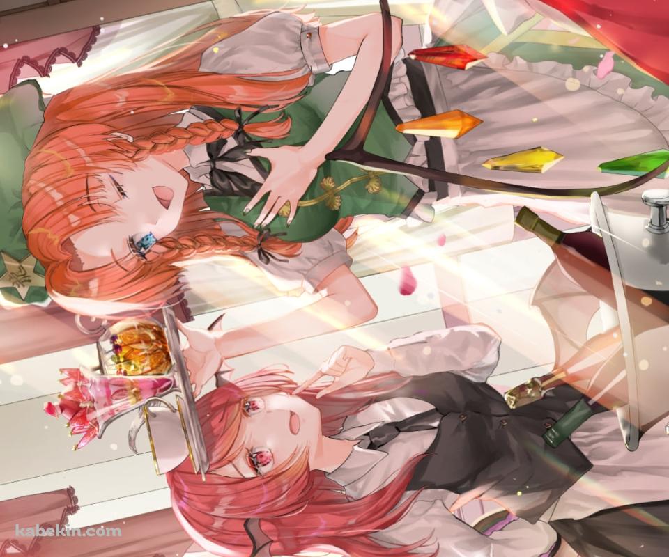 パーティー / レミリア・スカーレット、フランドール・スカーレット、十六夜咲夜、パチュリー・ノーレッジ、紅美鈴、小悪魔 / 東方のAndroidの壁紙(960px x 800px) スマホ用