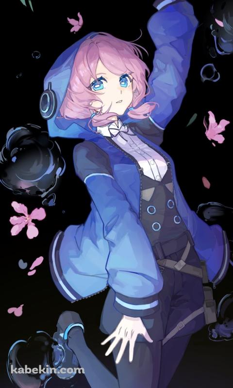 左手をあげるアズリウス / ピンクの花 / アークナイツのAndroidの壁紙(480px x 800px) スマホ用