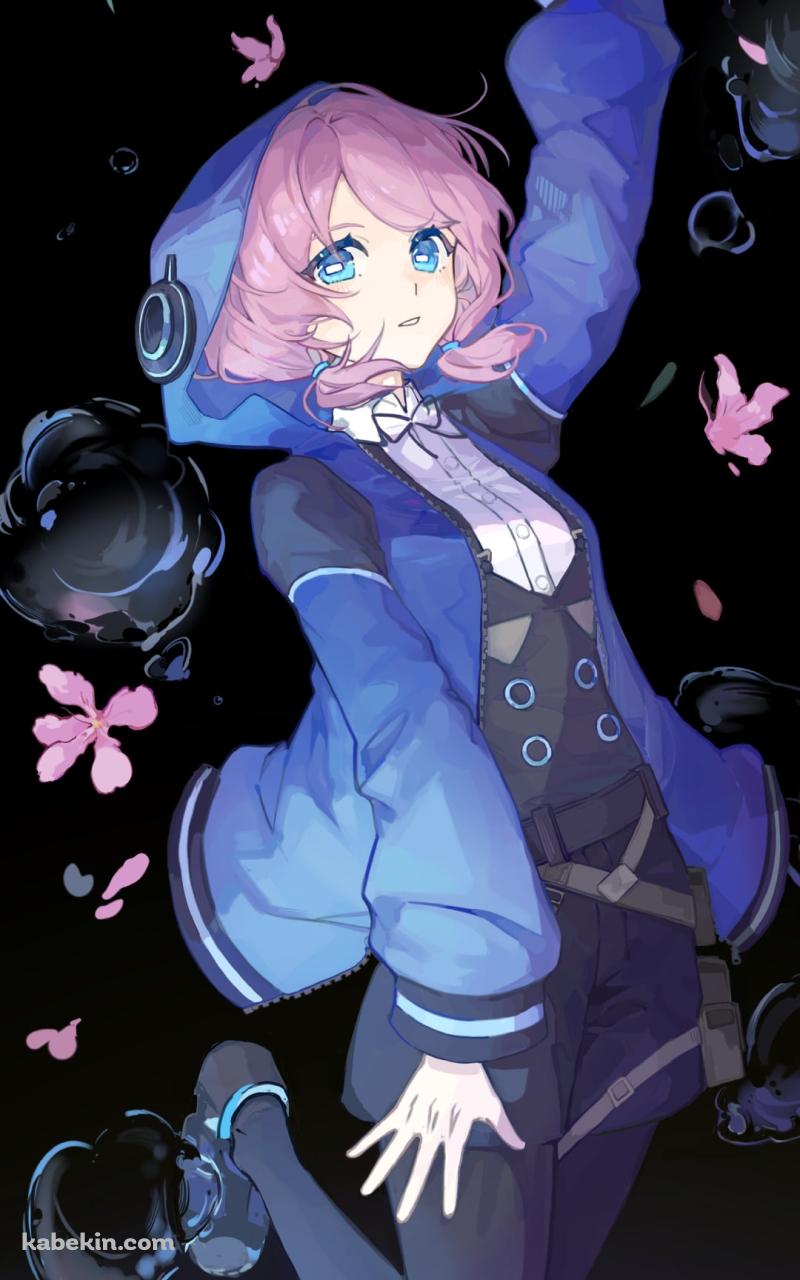 左手をあげるアズリウス / ピンクの花 / アークナイツのAndroidの壁紙(800px x 1280px) スマホ用