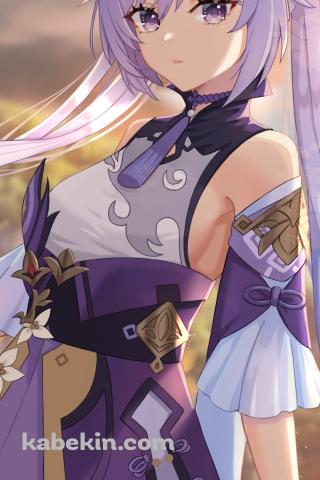 あぜ道に佇む可愛い刻晴 / 原神のAndroidの壁紙(320px x 480px) スマホ用