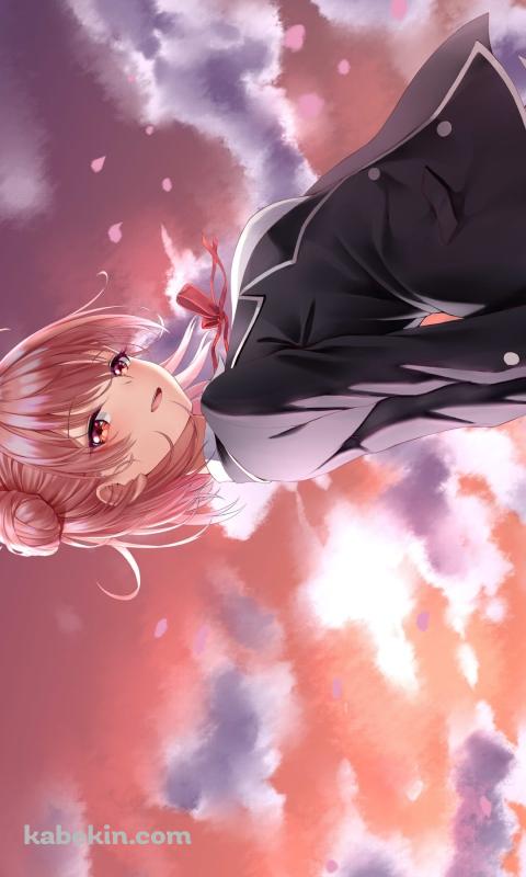 夕暮れ、後ろ手を組む由比ヶ浜結衣 / やはり俺の青春ラブコメはまちがっている。のAndroidの壁紙(480px x 800px) スマホ用