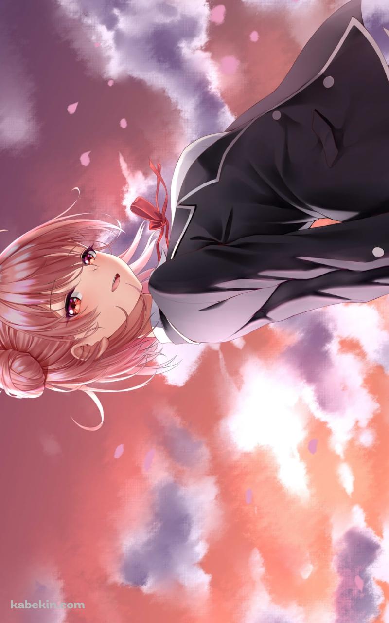 夕暮れ、後ろ手を組む由比ヶ浜結衣 / やはり俺の青春ラブコメはまちがっている。のAndroidの壁紙(800px x 1280px) スマホ用
