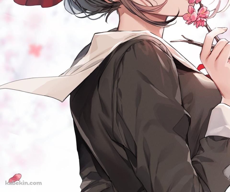 ピンクの梅の花を持つ可愛い四宮かぐや / かぐや様は告らせたい～天才たちの恋愛頭脳戦～のAndroidの壁紙(960px x 800px) スマホ用