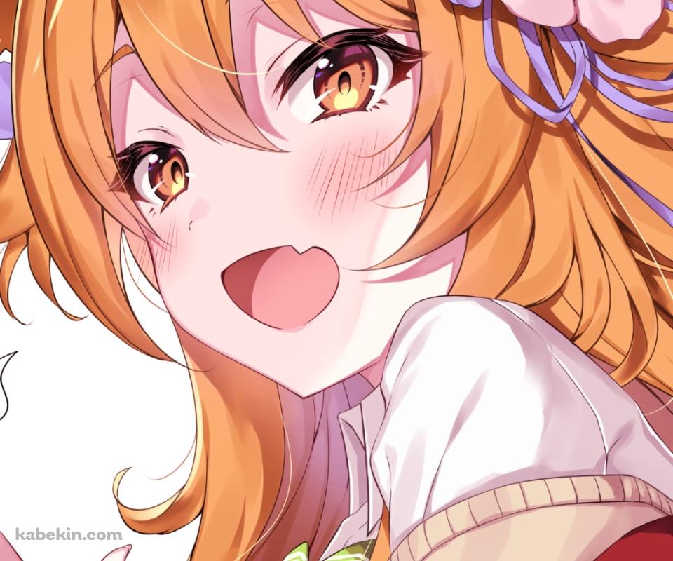 三つ指のピースをして笑顔の茶熊コリン / 白猫プロジェクトのAndroidの壁紙(960px x 800px) スマホ用
