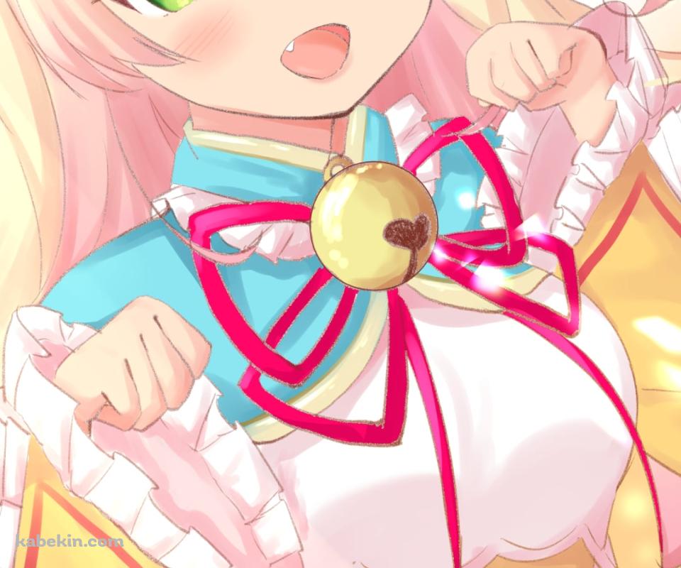にゃんにゃんポーズをする可愛い桃鈴ねね / ホロライブ / バーチャルYouTuber / VtuberのAndroidの壁紙(960px x 800px) スマホ用