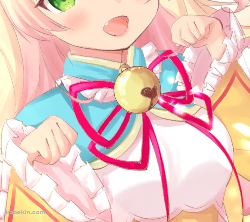 にゃんにゃんポーズをする可愛い桃鈴ねね / ホロライブ / バーチャルYouTuber / VtuberのAndroidの壁紙(960px x 854px) スマホ用