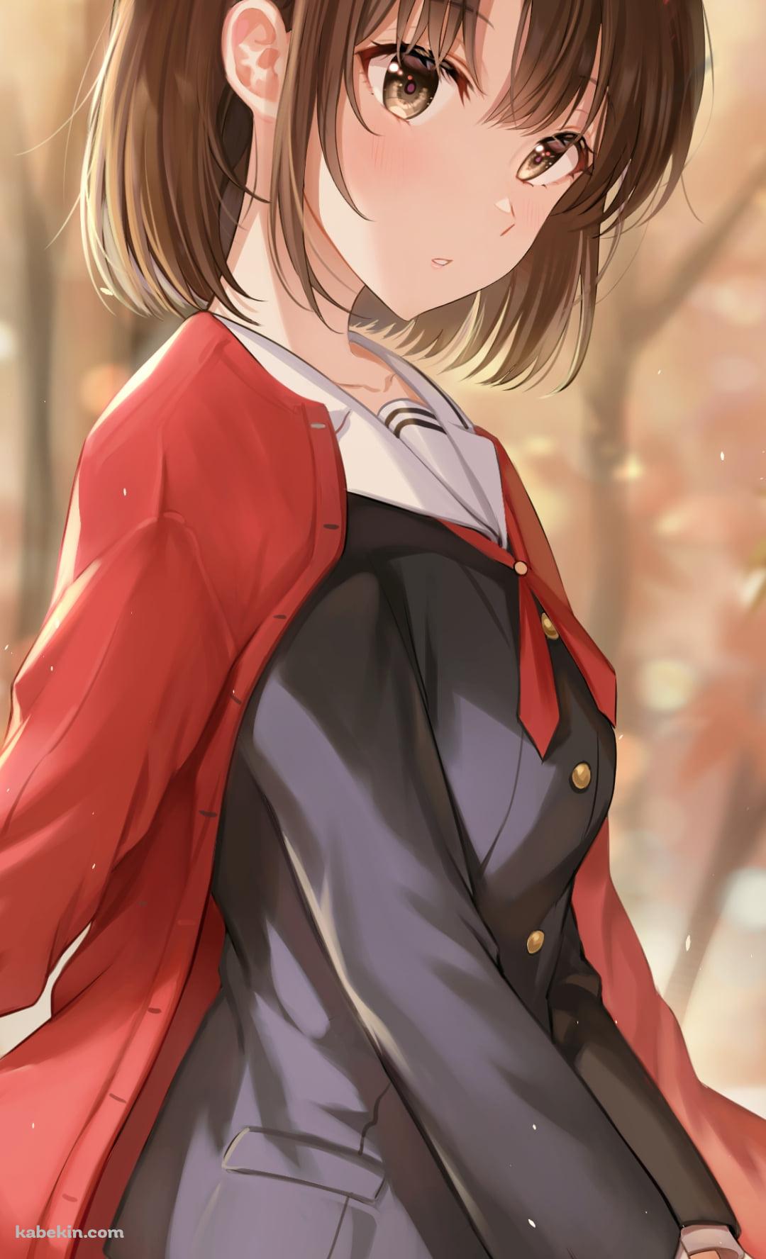 両手を組むセーラー服姿の可愛い加藤恵 / 赤いカーディガン / 紅葉 / JK / 冴えない彼女の育てかたのAndroidの壁紙(1080px x 1776px) スマホ用