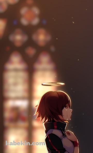 教会内で泣いているエクシア / ステンドグラス / アークナイツのAndroidの壁紙(360px x 592px) スマホ用