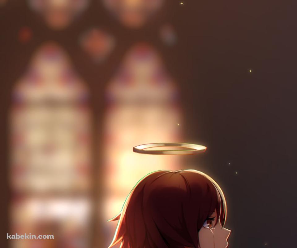 教会内で泣いているエクシア / ステンドグラス / アークナイツのAndroidの壁紙(960px x 800px) スマホ用