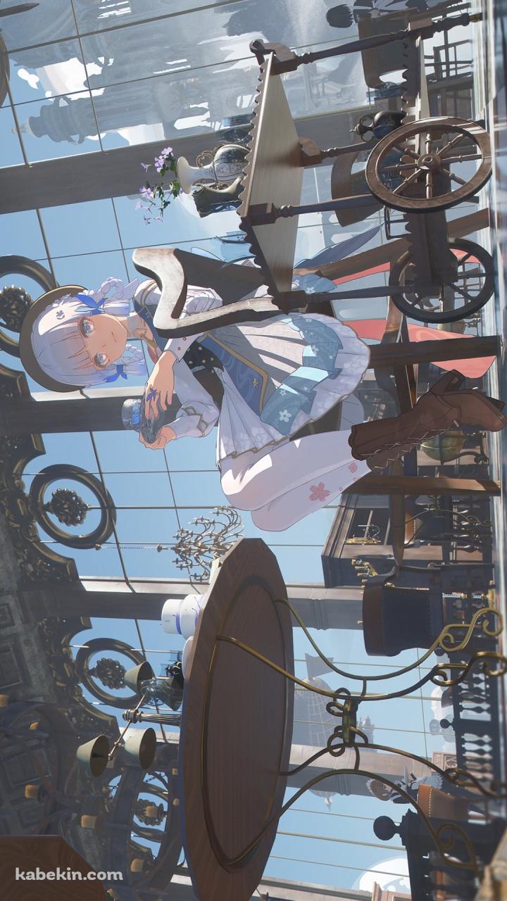 ロビーでお茶をする可愛い神里綾華 / 花時に訪れた手紙 / 原神のAndroidの壁紙(720px x 1280px) スマホ用