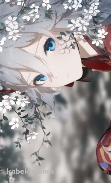 白い花を見る可愛い符华 / フカ / 崩壊3rd / 崩坏3rdのAndroidの壁紙(360px x 592px) スマホ用