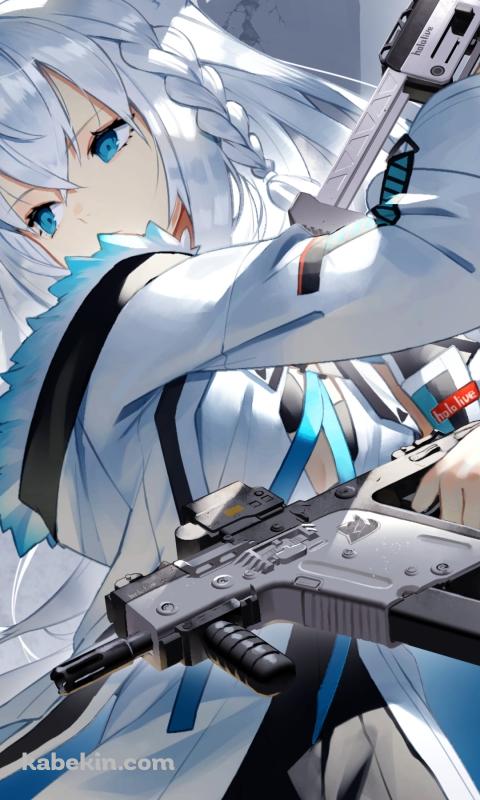 2丁拳銃のかっこいい白上フブキ / ホロライブ / バーチャルYouTuber / VtuberのAndroidの壁紙(480px x 800px) スマホ用