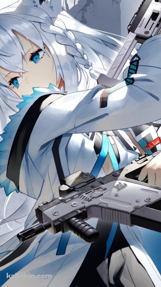 2丁拳銃のかっこいい白上フブキ / ホロライブ / バーチャルYouTuber / VtuberのAndroidの壁紙(540px x 960px) スマホ用