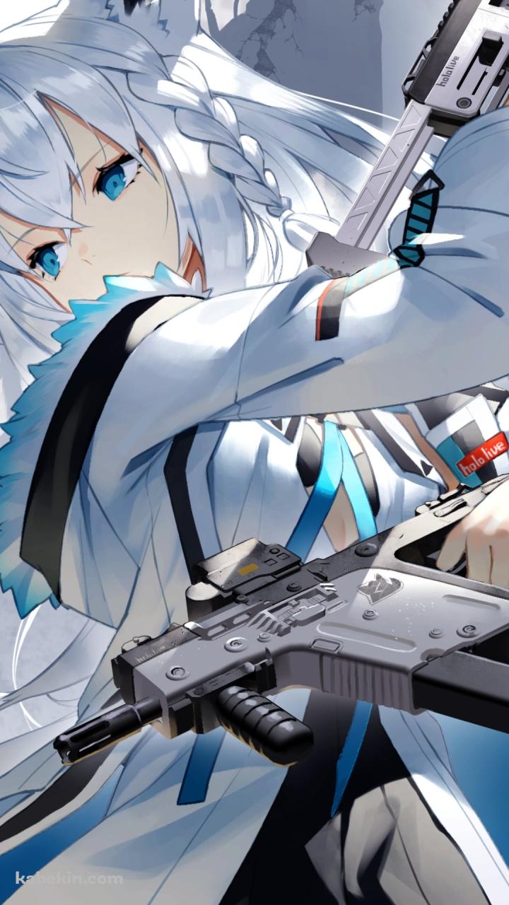 2丁拳銃のかっこいい白上フブキ / ホロライブ / バーチャルYouTuber / VtuberのAndroidの壁紙(720px x 1280px) スマホ用