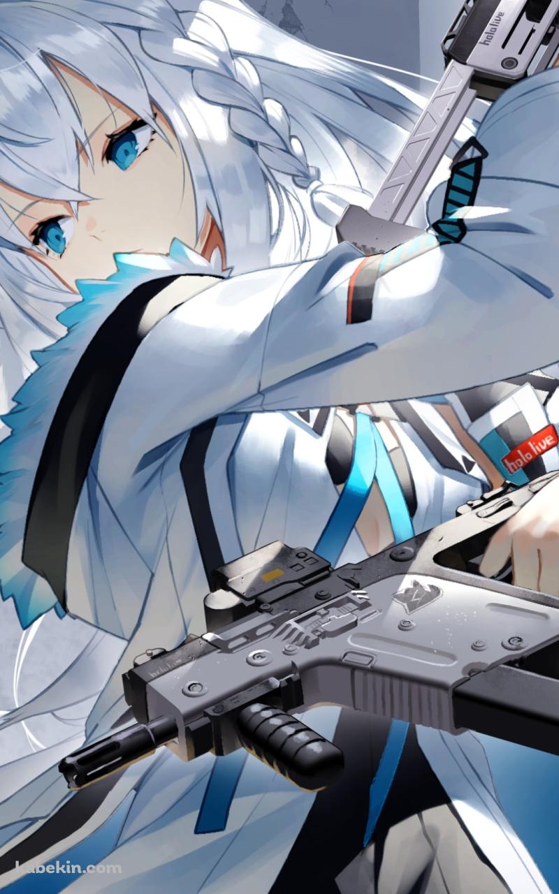 2丁拳銃のかっこいい白上フブキ / ホロライブ / バーチャルYouTuber / VtuberのAndroidの壁紙(800px x 1280px) スマホ用