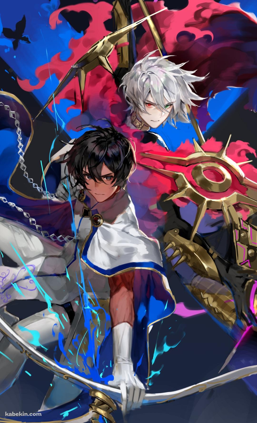 武器をかまえるかっこいいカルナとアルジュナ / fate/grand orderのAndroidの壁紙(1080px x 1776px) スマホ用