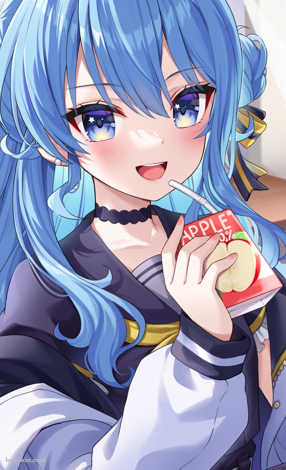 窓際でりんごジュースを飲みゲームをする星街すいせい / ホロライブ / バーチャルYouTuber / VtuberのAndroidの壁紙(1080px x 1776px) スマホ用