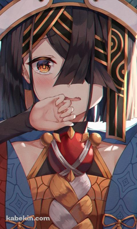 右手を口元にあてて涙目の徐福 / fate/grand orderのAndroidの壁紙(480px x 800px) スマホ用