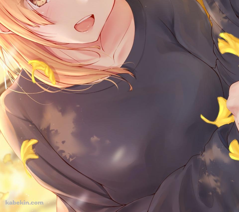 黄色い銀杏の葉の絨毯に寝そべる可愛い北条加蓮 / アイドルマスターシンデレラガールズのAndroidの壁紙(960px x 854px) スマホ用