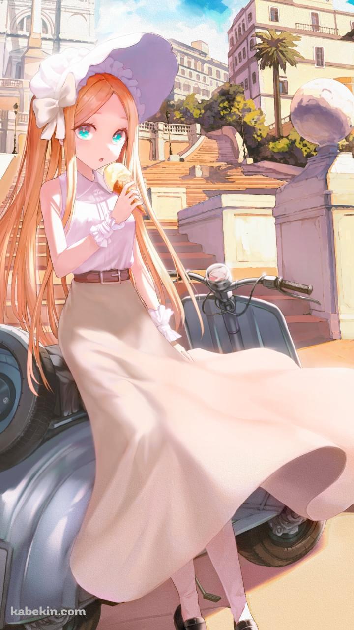 バイクに乗ってアイスを食べるアビゲイル・ウィリアムズ / ローマの休日 / fate/grand orderのAndroidの壁紙(720px x 1280px) スマホ用