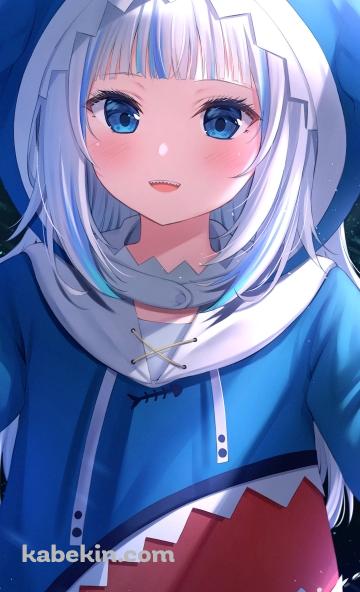 着ぐるみの鮫の胸鰭を掴むがうる・ぐら / ホロライブ / バーチャルYouTuber / VtuberのAndroidの壁紙(360px x 592px) スマホ用