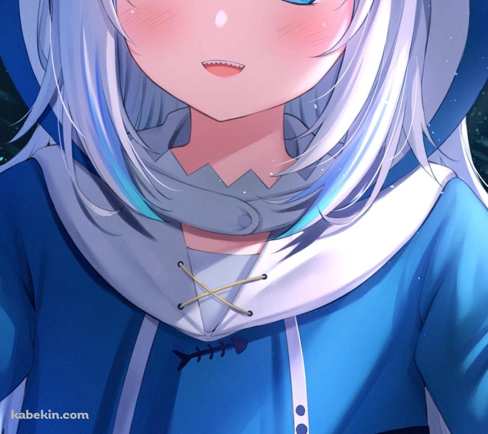 着ぐるみの鮫の胸鰭を掴むがうる・ぐら / ホロライブ / バーチャルYouTuber / VtuberのAndroidの壁紙(960px x 854px) スマホ用