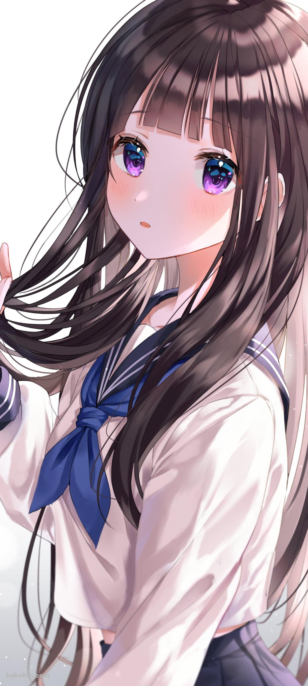 右の髪をさわる可愛い千反田える / 氷菓のAndroidの壁紙(1080px x 2400px) スマホ用