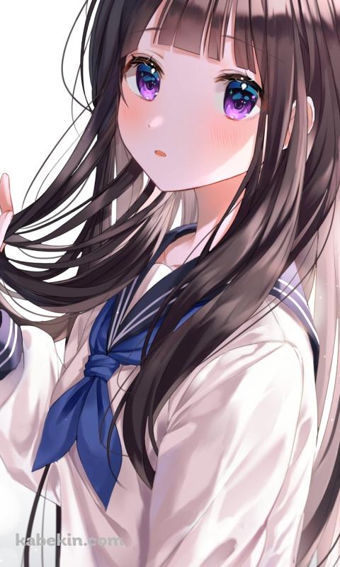 右の髪をさわる可愛い千反田える / 氷菓のAndroidの壁紙(480px x 800px) スマホ用