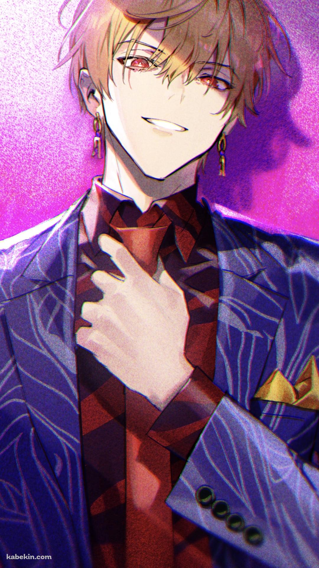 ネクタイをなおすギルガメッシュ / かっこいい / 紫のスーツ / fate/grand orderのAndroidの壁紙(1080px x 1920px) スマホ用