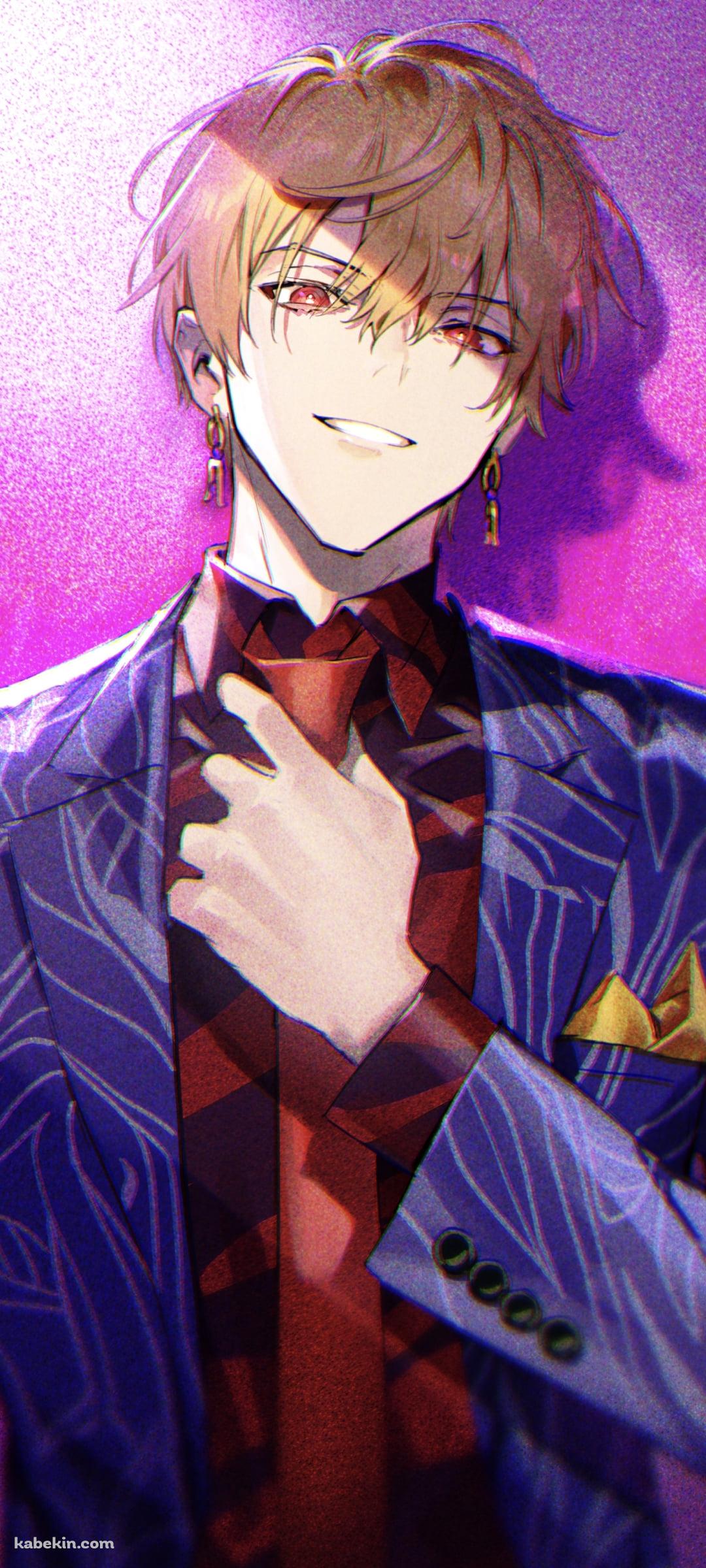 ネクタイをなおすギルガメッシュ / かっこいい / 紫のスーツ / fate/grand orderのAndroidの壁紙(1080px x 2400px) スマホ用