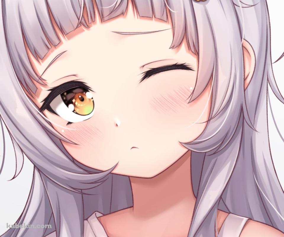 頭に猫を乗せた眠そうな紫咲シオン / ホロライブ / バーチャルYouTuber / VtuberのAndroidの壁紙(960px x 800px) スマホ用