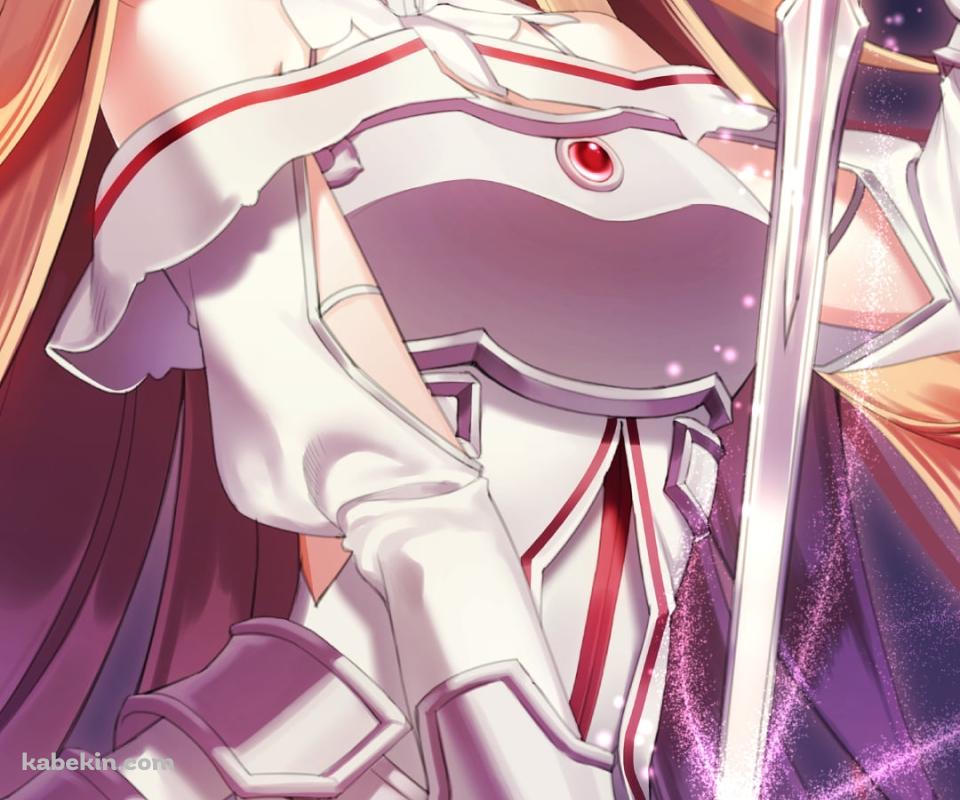 白い剣を持つ可愛いアスナ / 光る蝶 / SAO / ソードアートオンラインのAndroidの壁紙(960px x 800px) スマホ用