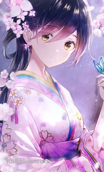 青い蝶と司馬師 / 桜の花 / 放置少女のAndroidの壁紙(360px x 592px) スマホ用