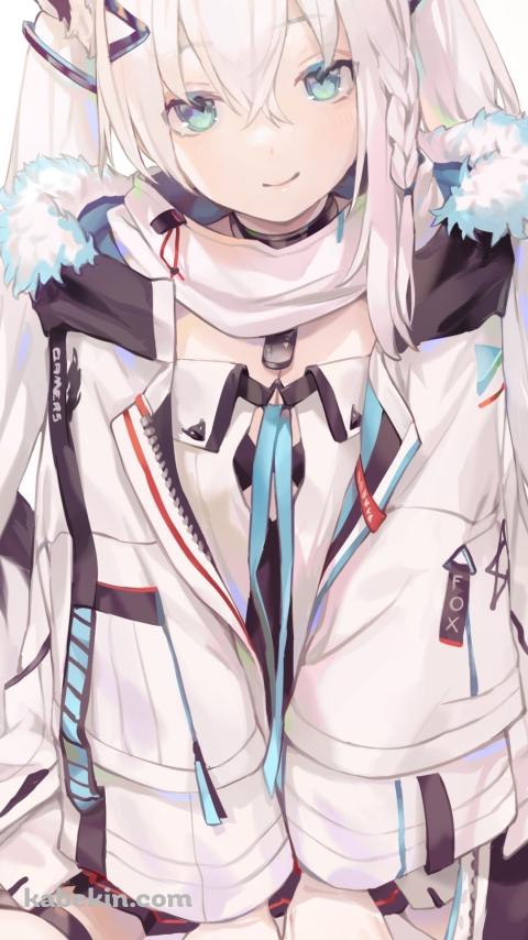 枕を敷く白上フブキ / ホロライブ / バーチャルYouTuber / VtuberのAndroidの壁紙(480px x 854px) スマホ用