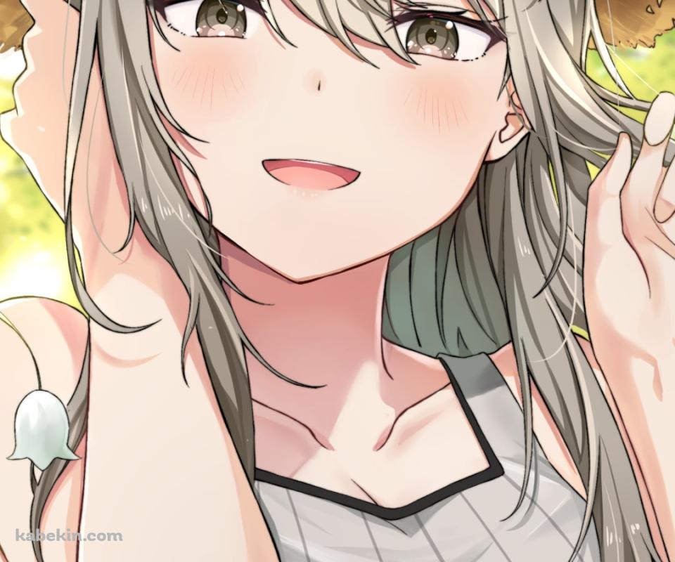 スズランの花と麦わら帽子を被ったファイヤーウォッチ / アークナイツのAndroidの壁紙(960px x 800px) スマホ用