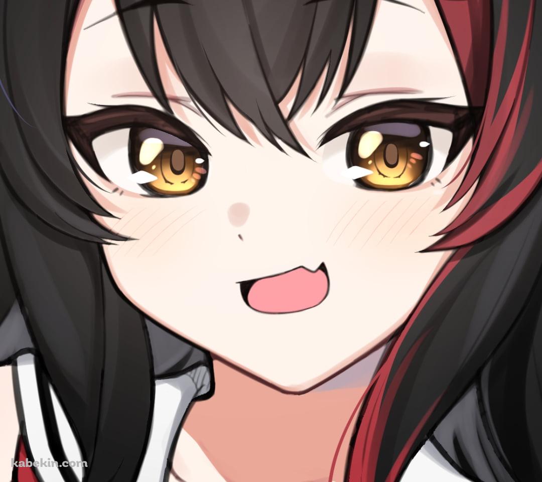 笑顔の大神ミオ / 八重歯 / 黄色い瞳 / ホロライブ / バーチャルYouTuber / VtuberのAndroidの壁紙(1080px x 960px) スマホ用