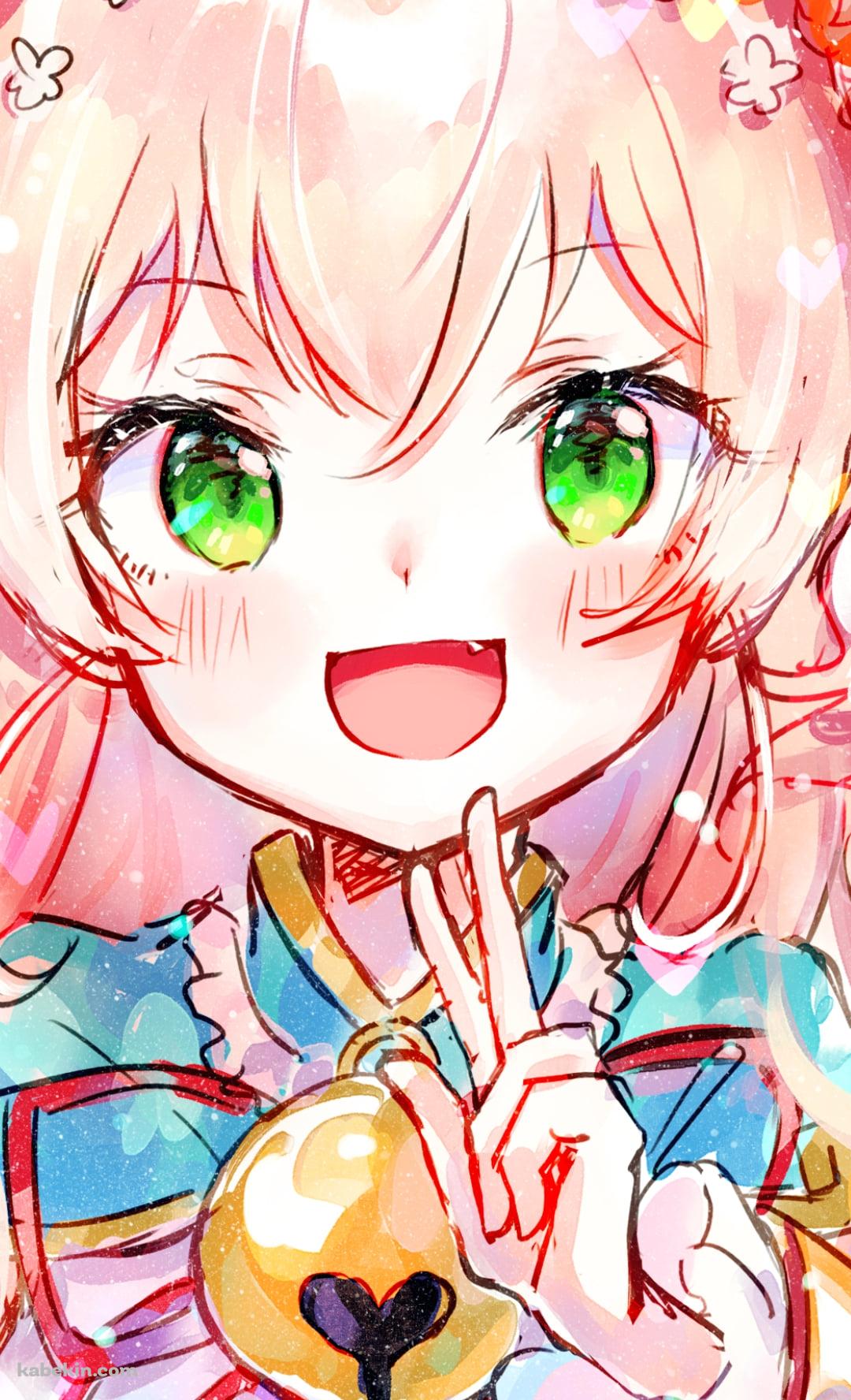 胸元に大きな鈴をつけた桃鈴ねね / ホロライブ / バーチャルYouTuber / VtuberのAndroidの壁紙(1080px x 1776px) スマホ用
