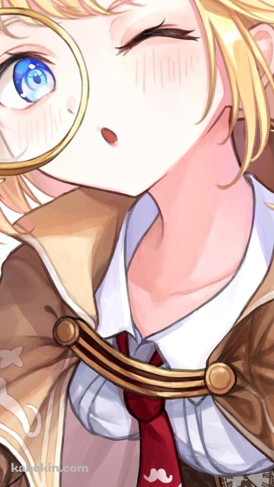 ルーペを覗く可愛いワトソン・アメリア / ホロライブ / バーチャルYouTuber / VtuberのAndroidの壁紙(540px x 960px) スマホ用