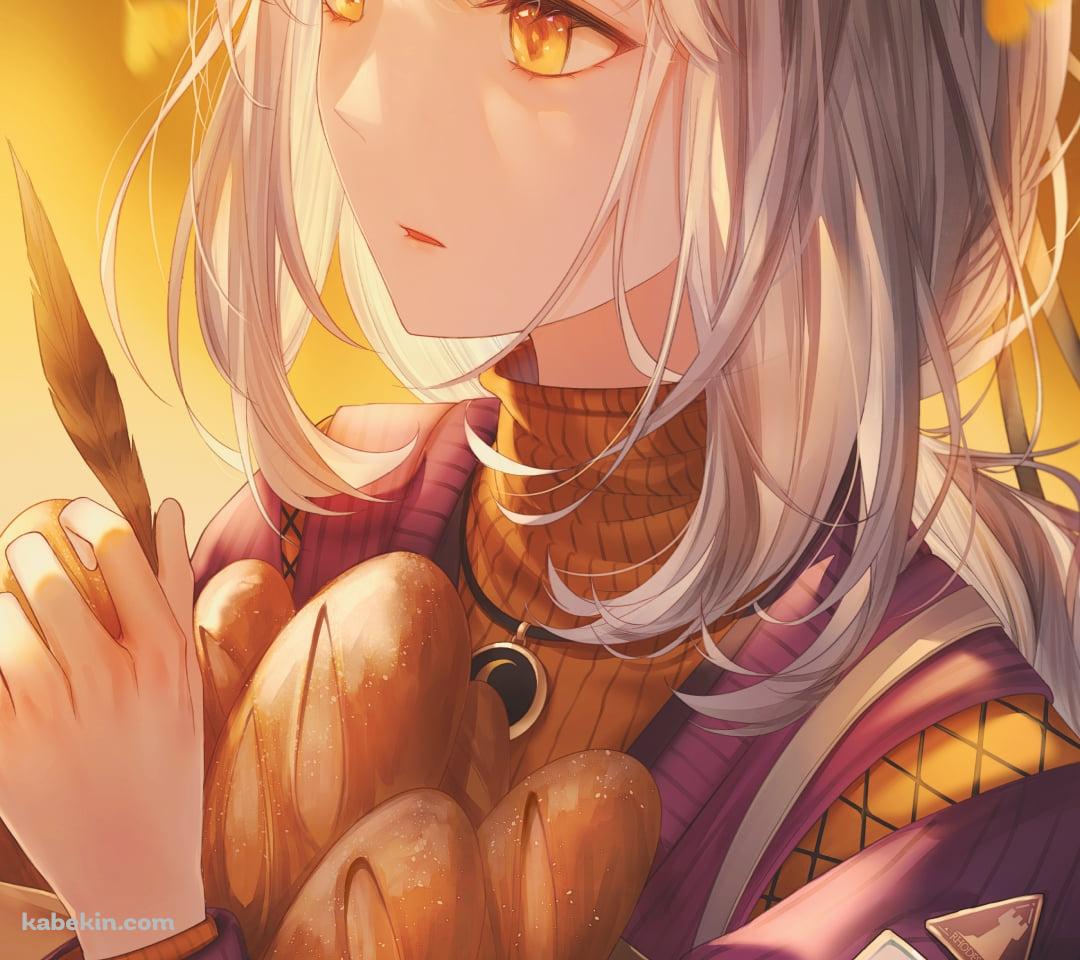 フランスパンが入った袋を抱えるフィリオプシス / 銀杏 / アークナイツのAndroidの壁紙(1080px x 960px) スマホ用