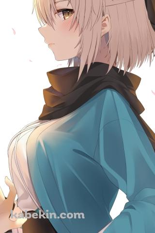 剣に手をかけるかっこいい沖田総司 / fate/grand orderのAndroidの壁紙(320px x 480px) スマホ用