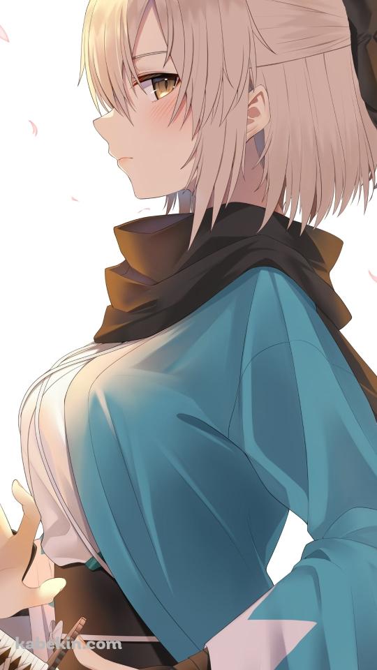 剣に手をかけるかっこいい沖田総司 / fate/grand orderのAndroidの壁紙(540px x 960px) スマホ用