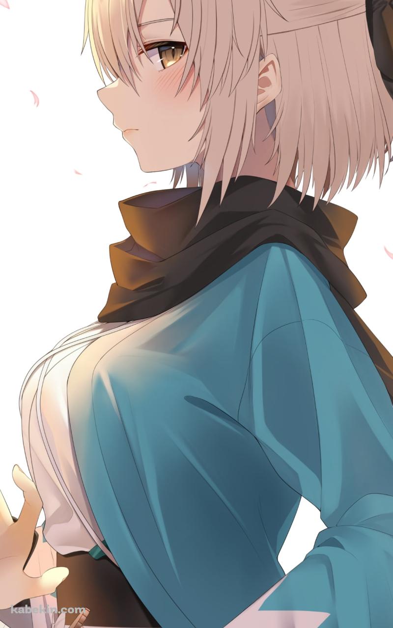 剣に手をかけるかっこいい沖田総司 / fate/grand orderのAndroidの壁紙(800px x 1280px) スマホ用