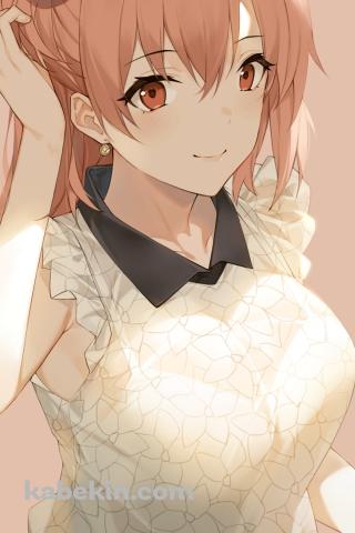髪に手をあてる可愛い由比ヶ浜結衣 / お団子ヘアー / やはり俺の青春ラブコメはまちがっている。のAndroidの壁紙(320px x 480px) スマホ用