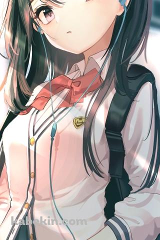 イヤフォンで音楽を聴いている宝多六花(たからだりっか)  / ssss.gridmanのAndroidの壁紙(320px x 480px) スマホ用