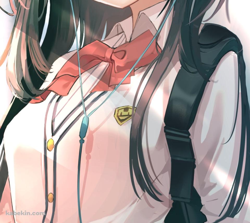 イヤフォンで音楽を聴いている宝多六花(たからだりっか)  / ssss.gridmanのAndroidの壁紙(960px x 854px) スマホ用