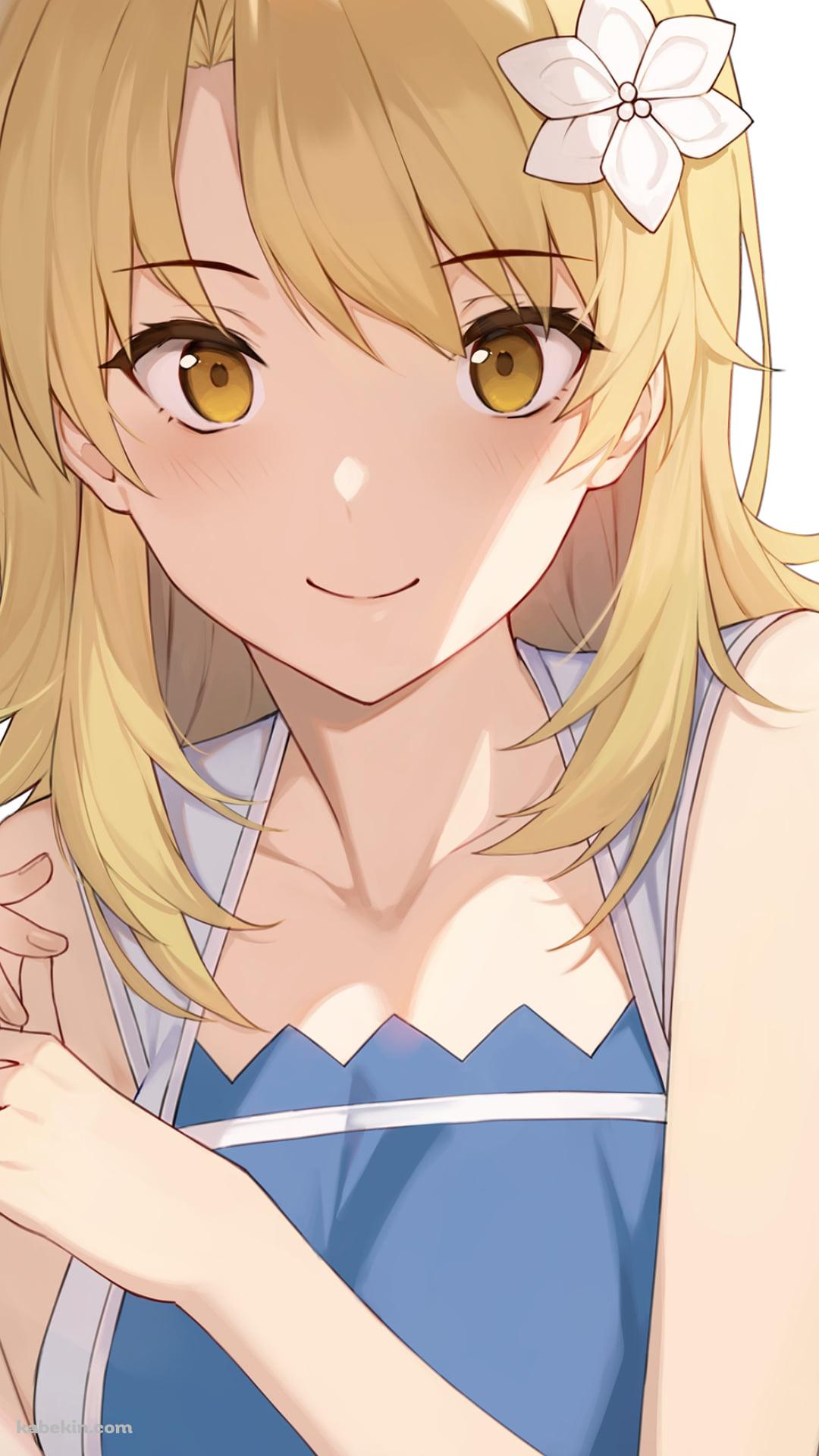 白い花の髪飾りをつけた可愛い一色いろは / やはり俺の青春ラブコメはまちがっている。のAndroidの壁紙(1080px x 1920px) スマホ用